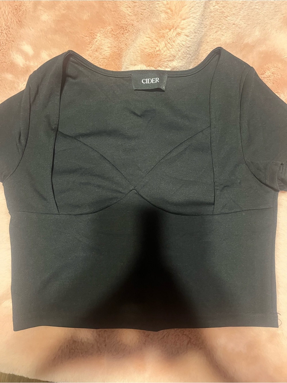 Cider Fairycore Boho-style Black Short Sleeve Crop Top